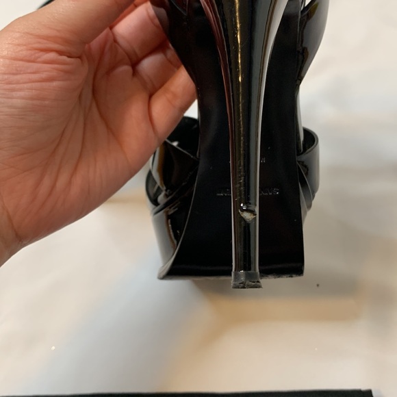 Authentic Saint Laurent (YSL) Tribute Platform Sandal Heels in Black 105mm Sz 36 - Picture 7 of 8